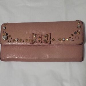 Miu Miu Pre-loved Pink Studded Wallet